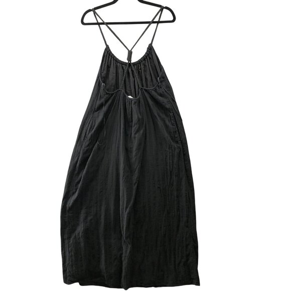 Zara Sleeveless Midi Shift Dress Womens M Black Braided Strap Beachy Gauzy - Picture 2 of 9